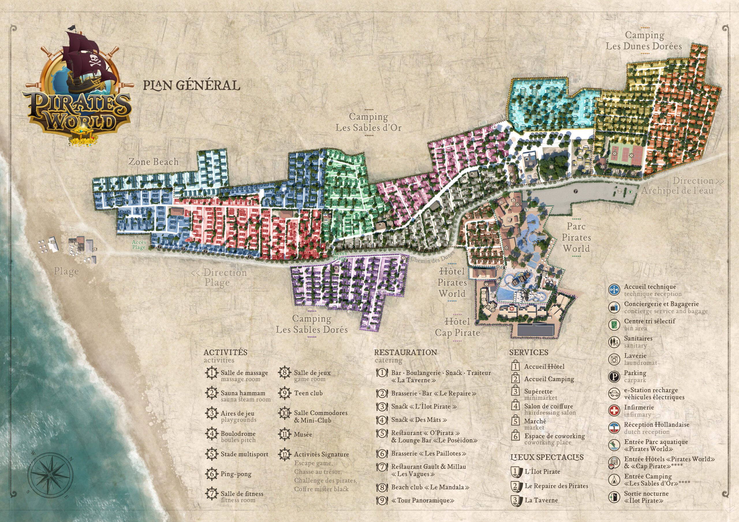 Plan général du camping Les Sables d'Or